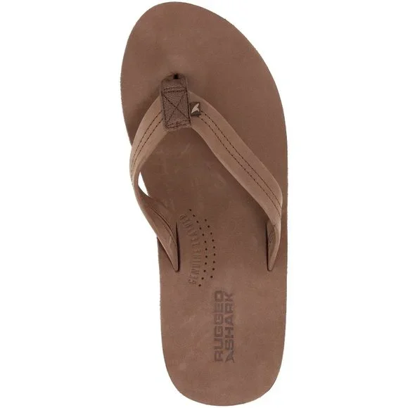 Rugged Shark Men's Leather Thong Flip Flop Sandal - Picture 3 of 7